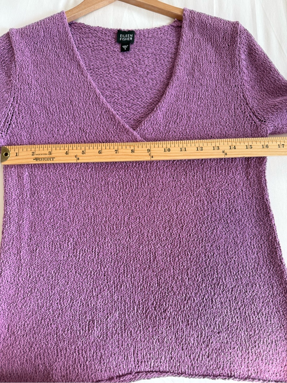 Eileen Fisher Lavender Cotton Blend Long Sleeve V-Neck Sweater Size S - Picture 9 of 11